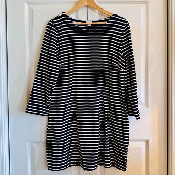 J.Crew Navy & White Striped Shift Dress | 90s Minimalist Classic Preppy | Size L - Picture 2 of 5